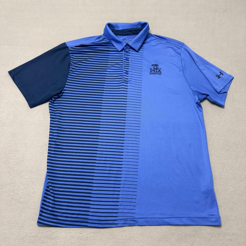 Under Armour Playoff Polo Mens XL Blue 2020 PGA Harding Park Golf Shirt Striped